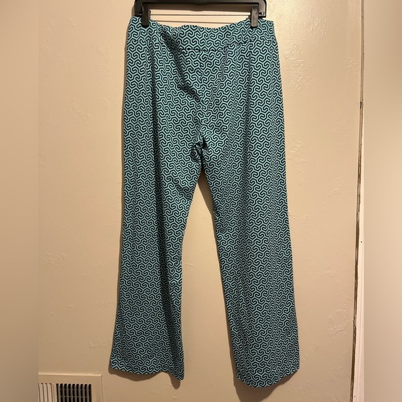 J.Mclaughlin Carmel Pants in Honeycomb Blue Patterned Stretch Flare Size XL - Picture 11 of 16